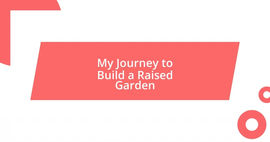 My Journey to Build a Raised Garden